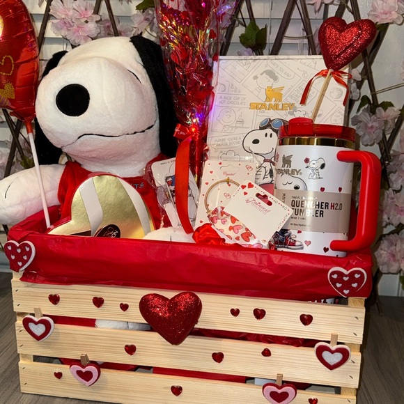 Valentine's Day Gift Basket with Snoopy Plush - Picture 3 of 8